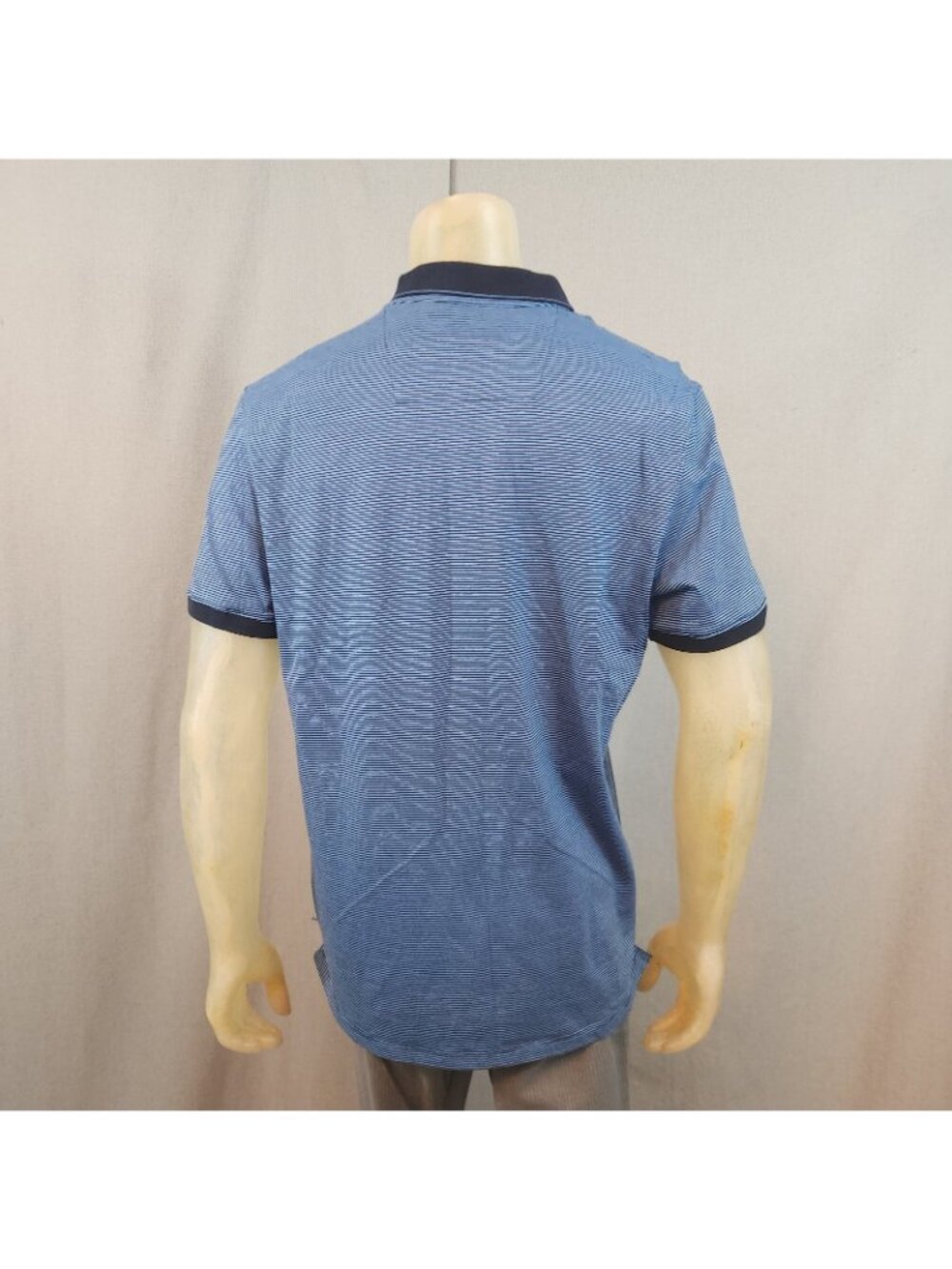 Calvin Klein Blue Striped Slim Fit Short Slv Collar Cotton Polo Shirt XL XLARGE - Picture 4 of 6